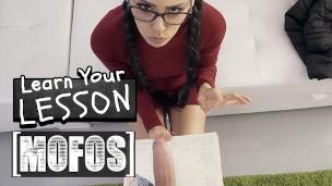 MOFOS – Student Andreina DeLuxe Holds A Book With One Hand And Strokes Jordi's Cock With The Other
